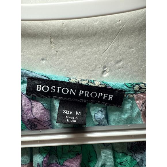 Boston Properfloral flowy blouse womens medium boho prairie peasant bohemian - Picture 4 of 9